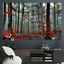 Autumn Forest Wall Art – Enchanting Red Leaves Canvas Print,