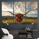 Texas Longhorn Canvas Wall Art – Majestic Triptych Animal by MyGreatCanvas | Canvas Wall Art Prints | Photo Prints & Wall Decor
