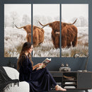 Longhorn Cattle Wall Art Canvas Print, Framed Farmhouse