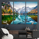 Spectacular autumn view of Braies Lake Wall Art Canvas Print by MyGreatCanvas | Canvas Wall Art Prints | Photo Prints & Wall Decor