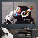 Dj Monkey Listening to Music Wall Art Print | Banksy Monkey by MyGreatCanvas | Canvas Wall Art Prints | Photo Prints & Wall Decor