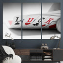 Framed Luck Poker Cards Canvas – Modern Triptych Wall Art,