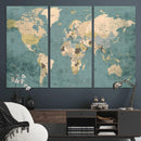 Classic World Map Canvas Print – Framed Vintage Map Wall by MyGreatCanvas | Canvas Wall Art Prints | Photo Prints & Wall Decor
