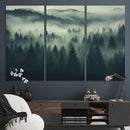 Misty Forest Wall Art Premium Canvas Print a Foggy and