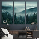 Captivating Misty Foggy Forest Wall Art Premium Canvas Print