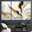 Gold Waves on Pure White Canvas – Gold Abstract Art for