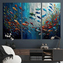 Modern Abstract Fish Shoal Wall Art Canvas Print, Colorful