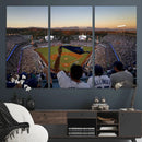 Dodger Stadium Sunset Game Triple Canvas Wall Art - Los