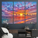 Vibrant Sunset Beach Wall Art - Ocean Sunset Canvas Print |