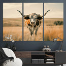 Texas Cow Longhorn Wall Art Canvas Print for Farm House Wall