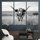Texas Cow Longhorn Wall Art Canvas Print for Farm House Wall