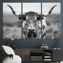Texas Cow Longhorn Wall Art Canvas Print for Farm House Wall