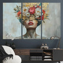 Golden Petal Wall Art Canvas Print - Silhouette Woman Wall