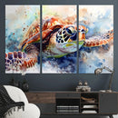 Watercolor Sea Turtle Wall Art Canvas Print - Vibrant Ocean