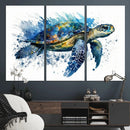 Turtle Wall Art Canvas Print, Framed Watercolor Turtle Art