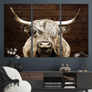 Highland Cow Wall Art Canvas Print, Rustic Farmhouse Decor,