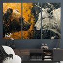 Bear and Bull Wall Art Canvas Print – Abstract Animal