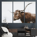 Rustic Bull Wall Art Canvas Print – Modern Longhorn