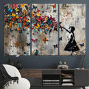 Banksy Wall Art - Banksy Girl and Butterfly Explosion Wall