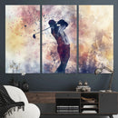 Abstract Watercolor Golf Player Wall Art Canvas Print