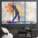 Watercolor Golf Swing Wall Art Canvas Print | Vibrant