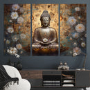 Golden Buddha Wall Art Canvas Print | Zen Meditation Floral