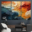 Blue Orange Abstract Wave Wall Art Canvas Print, Framed Blue