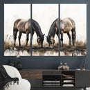 Chines Ink Style Horses Wall Art Canvas Print