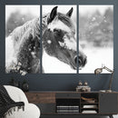 Black Horse Winter Wall Art | Ready to Hang and Framed |