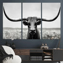 Longhorn Bull Canvas Print | Rustic Farmhouse Wall Art |