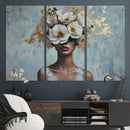 Golden Petal Wall Art - Petal Silhouette Woman Wall Art by MyGreatCanvas | Canvas Wall Art Prints | Photo Prints & Wall Decor