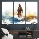 Watercolor Jesus Walking Wall Art Print, Jesus Water Canvas