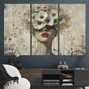 Abstract Floral Women Patel Wall Art Canvas Print