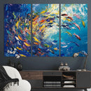Colorful Swirling Fish School Wall Art Canvas Print |