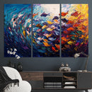 Vibrant Abstract Fish Swarm Art – Colorful Fish Inspired