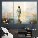 Framed Jesus Walking on Water Wall Art - 3-Panel Christian