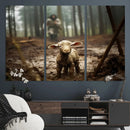 Jesus Running After a Lost Lamb Canvas Wall Art Print