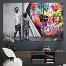 Banksy Print - Street Art Canvas Wall Art - Kids Revealing