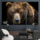 Grizzly Brown Bear Canvas Wall Art, Wildlife Animal Canvas