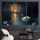 Abstract Swan on Water Wall Art Canvas Print - Elegant