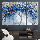 Blue and Gold Abstract Tree Wall Art Canvas Print | Modern