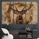 Wood Abstract Deer Wall Art | Rustic Wildlife Canvas Print |