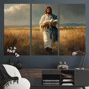 Jesus Shepherd Wall Art | Ready to Hang Triptych Canvas of