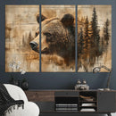 Rustic Grizzly Bear Wall Art, Abstract Grizzly 399 Bear Wall