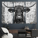 Abstract Longhorn Bull Wall Art Canvas Print - Rustic Texas