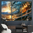Ocean Wave at Sunset Canvas Wall Art – Vibrant Coastal Beach