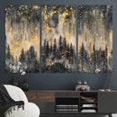Golden Forest Abstract Wall Art | Dark Forest with Gold