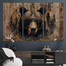 Rustic Grizzly 399 Wall Art | Triptych Canvas Print | Rustic