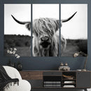 Highland Cow Wall Art | Black and White Farmhouse Decor |