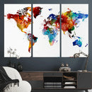 Colorful World Map Canvas Wall Art Print, Contemporary